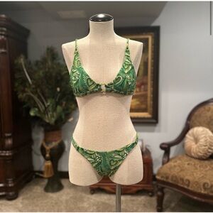 NWOT Women’s Blackbough Swim Green Heart Tie-Dye Bikini Set – XL Top / M Bottom